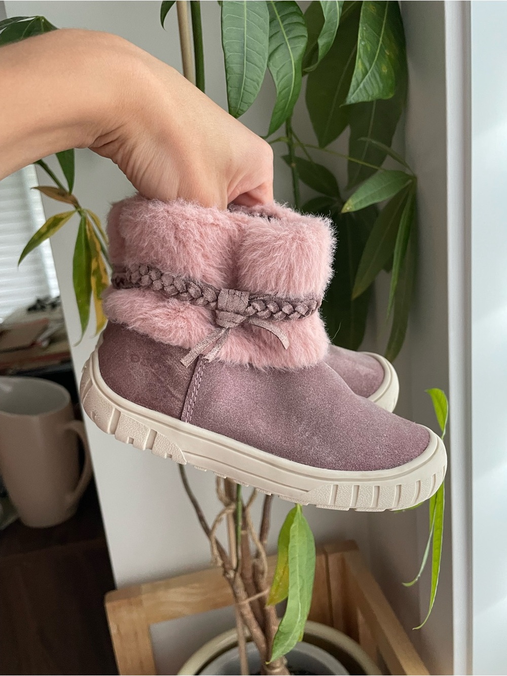 GEOX pink Girls Suede Ankle winter Boots